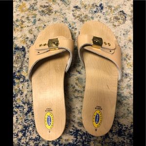 Wooden slip on sandals